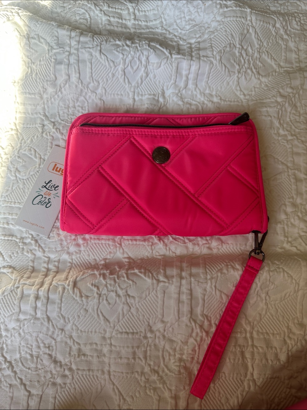lug Hot Pink Quilted Wristlet Clutch